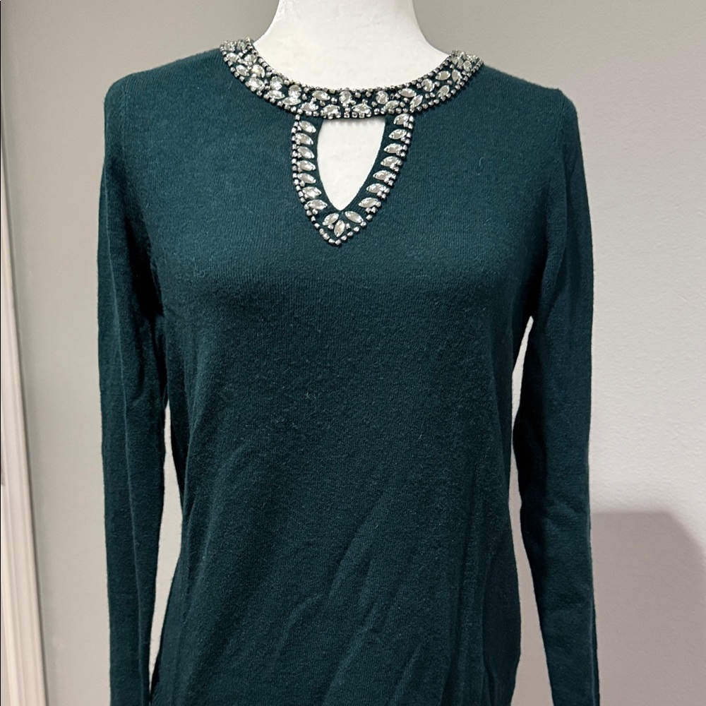 Jeweled Teal Long Sleeve Top